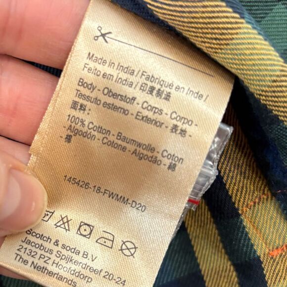 Scotch & Soda My Favorite Regular Fit Men Green Blue Flanel Cotton Shirt sz S - Picture 9 of 12